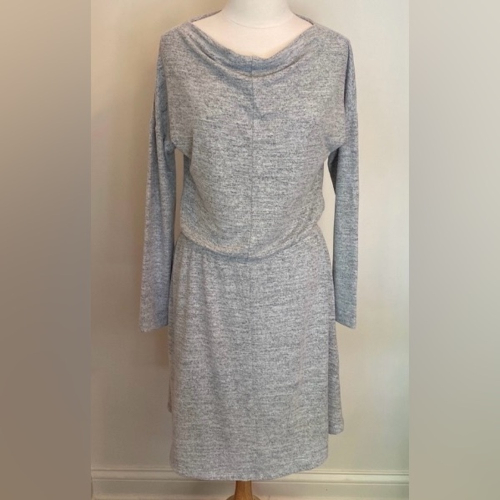Banana Republic Light Grey Long Sleeve Cowl Neck Casual Cozy Lined Dress Size S